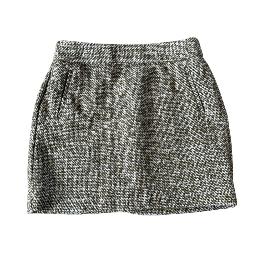 Banana Republic Mini Skirt Cargo Green Tweed Wool Blend Career Wear Size‎ 10